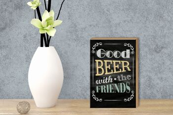 Panneau en bois disant 12x18 cm bonne bière avec la décoration des amis 3