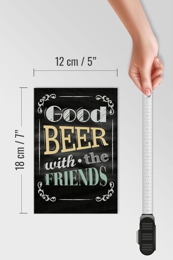 Panneau en bois disant 12x18 cm bonne bière avec la décoration des amis 4