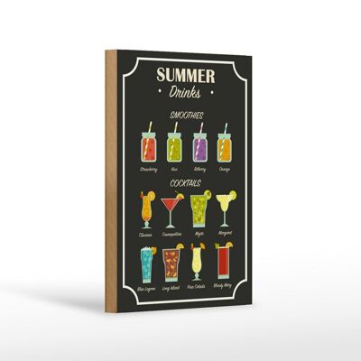 Cartello in legno Bevande 12x18 cm Decorazione Summer Smoothies Cocktails