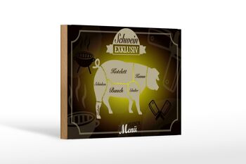 Panneau en bois viande 18x12 cm cochon décoration menu exclusive 1