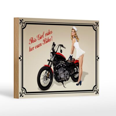 Cartello in legno per motocicletta 18x12 cm questa ragazza guida la sua decorazione da motociclista