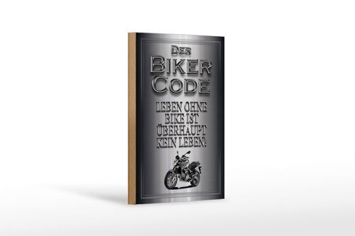 Holzschild Motorrad 12x18 cm Biker Code leben ohne kein Leben