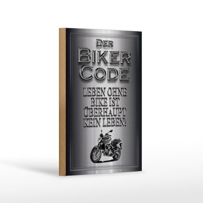 Cartel de madera moto 12x18 cm Biker Code vivir sin vida