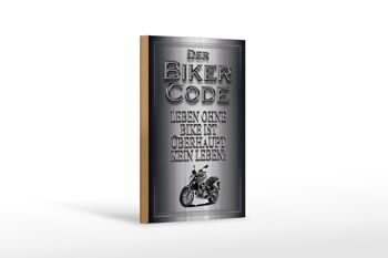 Panneau en bois moto 12x18 cm Biker Code live sans no life 1