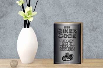 Panneau en bois moto 12x18 cm Biker Code live sans no life 3