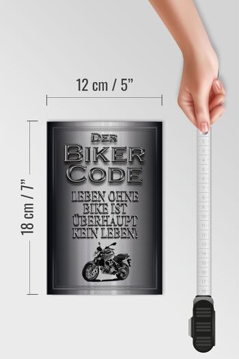 Panneau en bois moto 12x18 cm Biker Code live sans no life 4