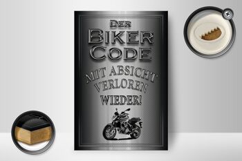 Panneau moto en bois 12x18 cm code motard avec décoration intention 2