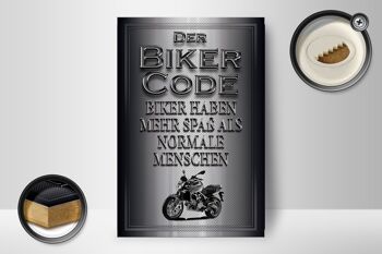 Panneau moto en bois 12x18 cm Biker Code plus amusant que d'habitude 2