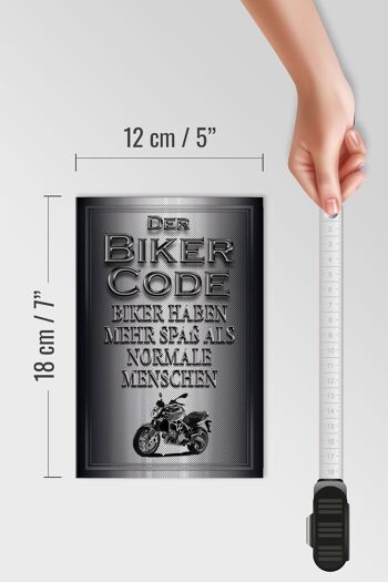 Panneau moto en bois 12x18 cm Biker Code plus amusant que d'habitude 4