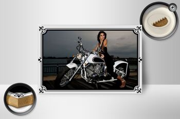 Panneau en bois moto 18x12 cm biker girl pinup femme décoration 2