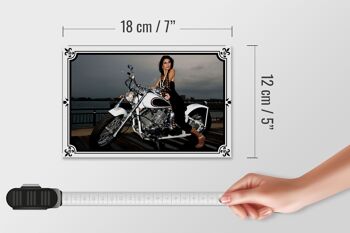 Panneau en bois moto 18x12 cm biker girl pinup femme décoration 4