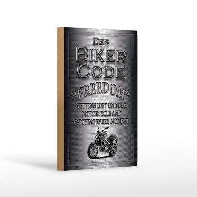 Letrero de madera motocicleta 12x18 cm Biker Code Freedom obteniendo decoración