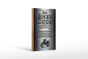 Panneau moto en bois 12x18 cm Biker Code Freedom get décoration 1