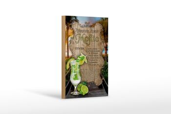 Panneau en bois recette 12x18 cm Mojito ingrédients citron vert décoration menthe 1