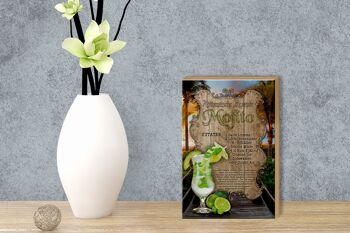 Panneau en bois recette 12x18 cm Mojito ingrédients citron vert décoration menthe 3