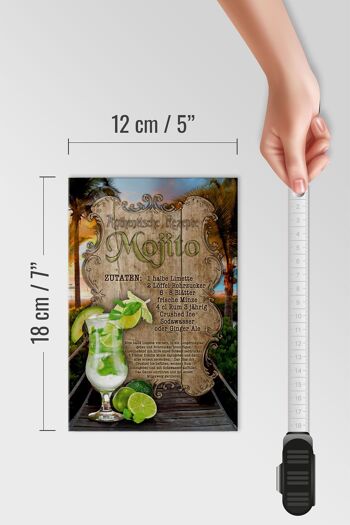 Panneau en bois recette 12x18 cm Mojito ingrédients citron vert décoration menthe 4