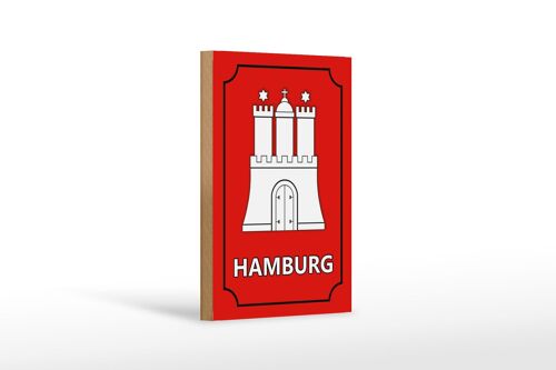 Holzschild Hinweis 12x18 cm Hamburg Wappen Bundesland Dekoration