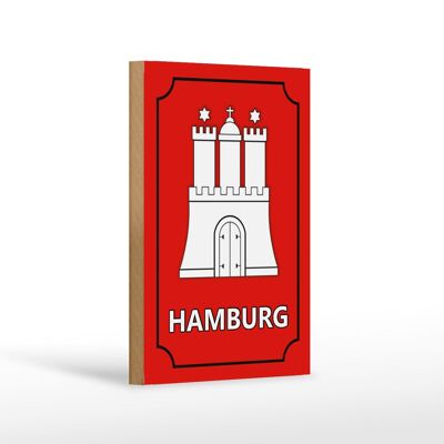 Cartello in legno 12x18 cm Stemma di Amburgo decorazione dello stato federale