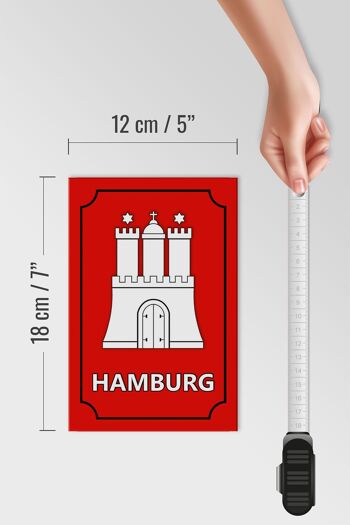 Panneau en bois Note 12x18 cm Armoiries de Hambourg, décoration de l'État fédéral 4