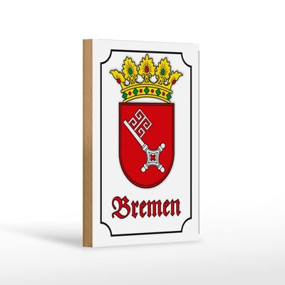 Cartel de madera con nota 12x18 cm Escudo de armas de la ciudad de Bremen decoración de la ciudad