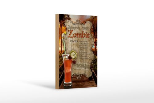 Holzschild Rezept 12x18 cm Zombie Zutaten Rum Grenadine Dekoration