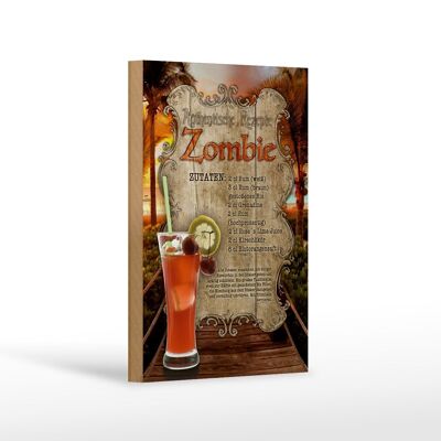 Holzschild Rezept 12x18 cm Zombie Zutaten Rum Grenadine Dekoration