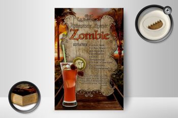 Panneau en bois recette 12x18 cm ingrédients zombie décoration rhum grenadine 2
