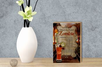 Panneau en bois recette 12x18 cm ingrédients zombie décoration rhum grenadine 3