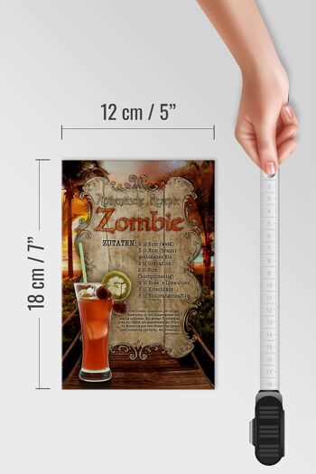Panneau en bois recette 12x18 cm ingrédients zombie décoration rhum grenadine 4