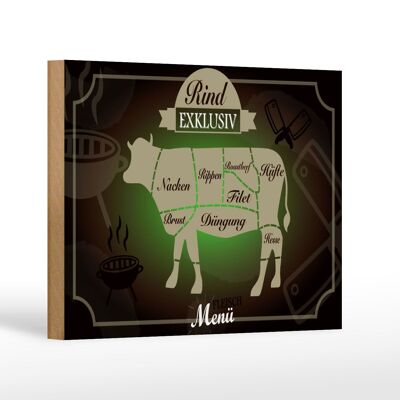 Wooden sign meat 18x12 cm cuts beef exclusive menu decoration