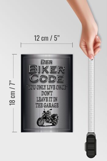 Panneau moto en bois 12x18 cm Biker Code on ne vit qu'une fois décoration 4