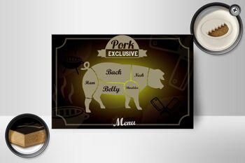 Panneau en bois viande 18x12 cm coupes porc décoration menu exclusive 2