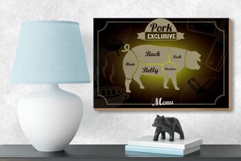 Panneau en bois viande 18x12 cm coupes porc décoration menu exclusive 3
