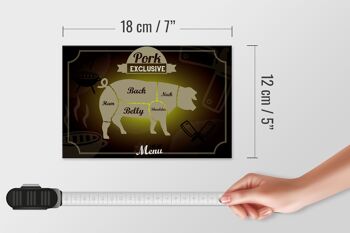 Panneau en bois viande 18x12 cm coupes porc décoration menu exclusive 4