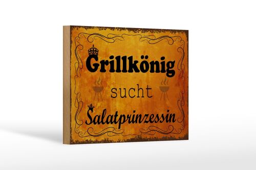 Holzschild Spruch 18x12 cm Grillkönig Salatprinzessin Dekoration