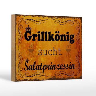 Holzschild Spruch 18x12 cm Grillkönig Salatprinzessin Dekoration