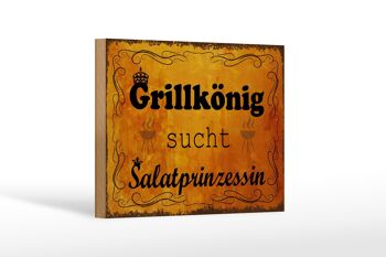 Panneau en bois indiquant 18x12 cm Grill King Salad Princess Décoration 1