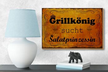 Panneau en bois indiquant 18x12 cm Grill King Salad Princess Décoration 3