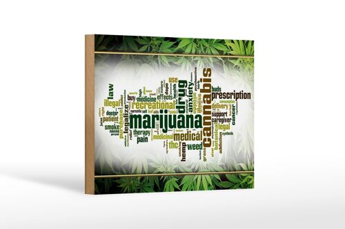 Holzschild Cannabis 18x12 cm Marijuana therapy pain smoke Dekoration