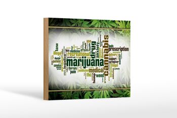 Panneau en bois cannabis 18x12 cm Thérapie marijuana douleur fumée décoration 1
