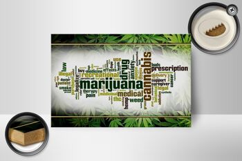 Panneau en bois cannabis 18x12 cm Thérapie marijuana douleur fumée décoration 2