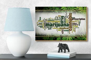 Panneau en bois cannabis 18x12 cm Thérapie marijuana douleur fumée décoration 3