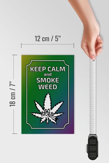 Panneau en bois disant 12x18 cm Décoration Keep Calm and Smoke Weed 4