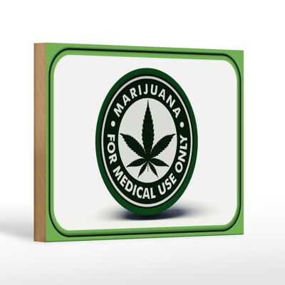 Cartel de madera marihuana 18x12 cm solo uso médico decoración