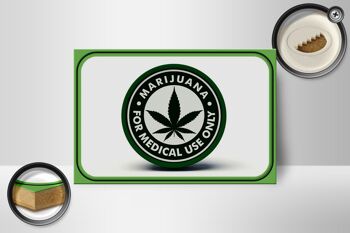 Panneau en bois marijuana 18x12 cm pour décoration à usage médical uniquement 2