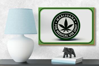Panneau en bois marijuana 18x12 cm pour décoration à usage médical uniquement 3