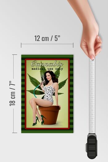 Panneau en bois Pinup 12x18 cm Cannabis usage médical uniquement décoration 4