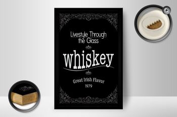 Panneau en bois 12x18 cm Whisky lifestyle auge décoration 2
