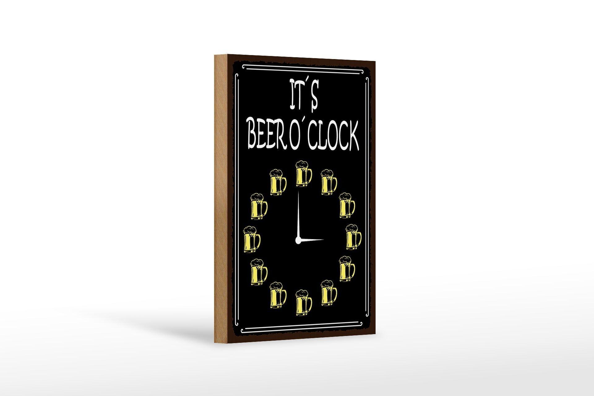 Cartello in legno con scritta "Beer o'clock" decorazione birra 12X18 cm
