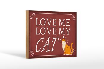 Panneau en bois disant 18x12 cm love me love my CAT décoration chat 1